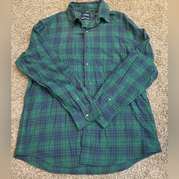 Chaps Flannel Men’s Size L Large Green Blue - Picture 1 of 2